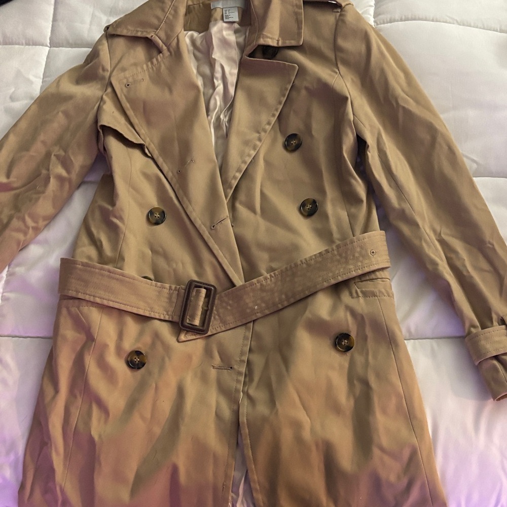 H&M Tan Double-Breasted Trench Coat